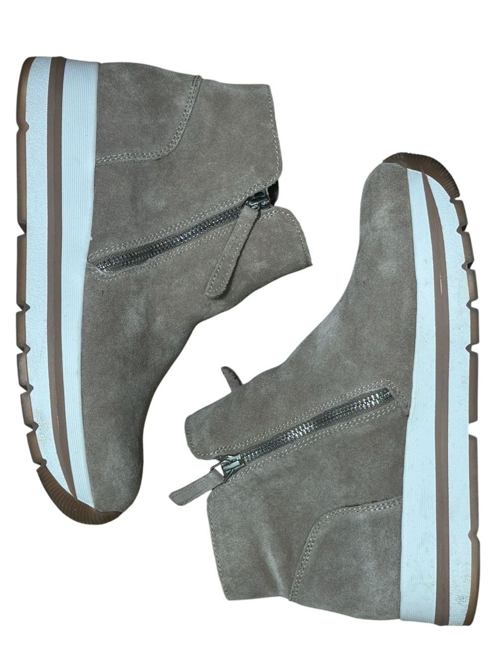 Steve Madden Glided Suede Zip Detail Wedge Sneaker Taupe 7.5